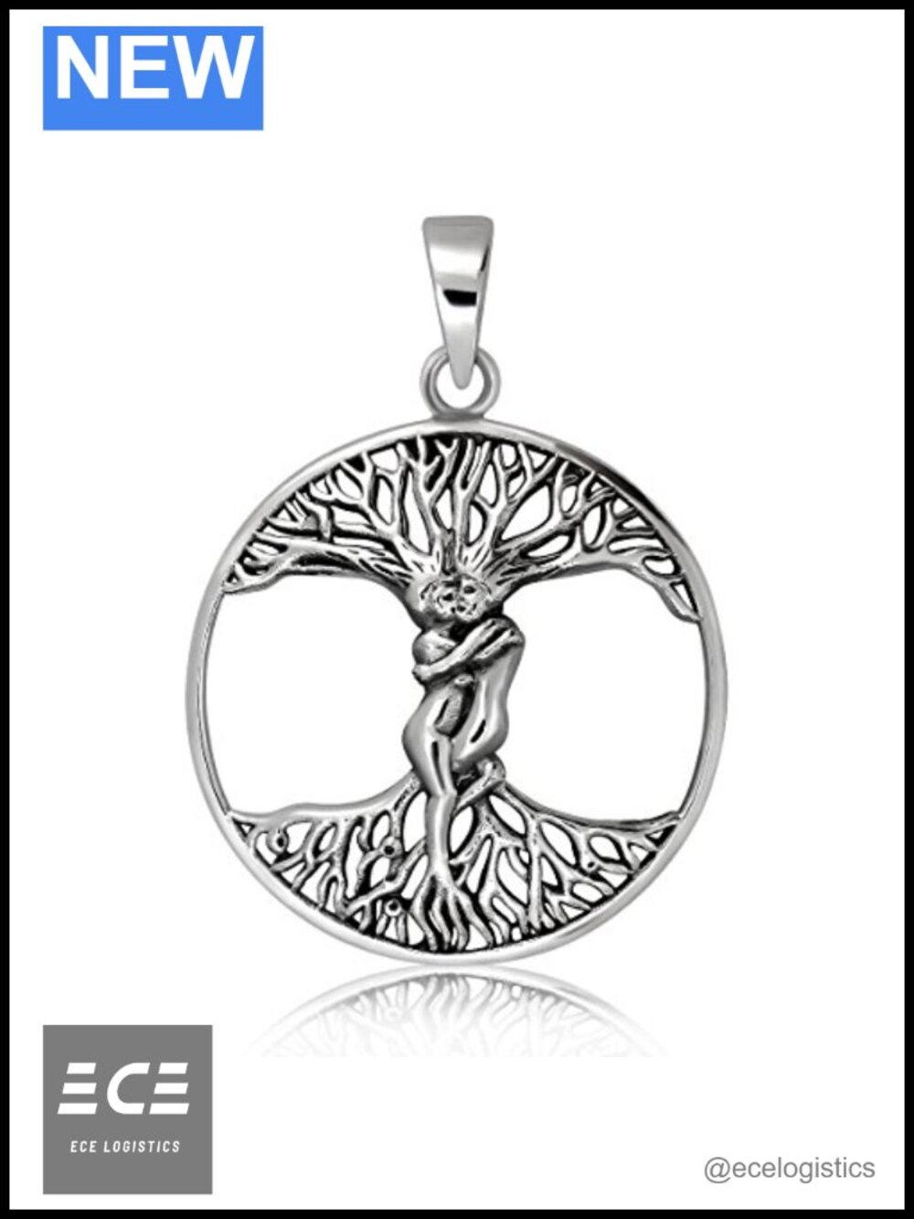 925 Sterling Silver Tree of Life Celtic Cut Out Pendant Necklace